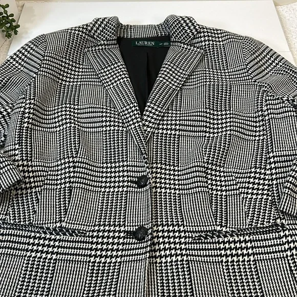 Lauren Ralph Lauren Women’s Houndstooth Heritage Print Blazer Jacket Sz 14w - Picture 7 of 14